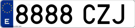 Ejemplo de matrícula española 8888 CZJ