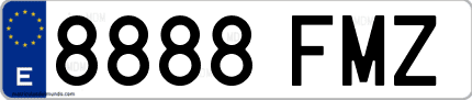 Ejemplo de matrícula de coche ordinaria 8888 FMZ