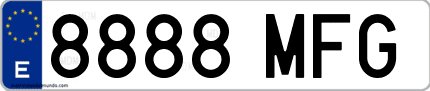 Ejemplo de matrícula de coche ordinaria 8888 MFG