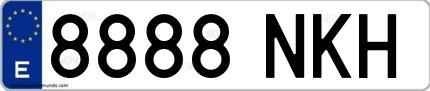 Ejemplo de matrícula española 8888 NKH