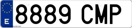 Ejemplo de matrícula española 8889 CMP