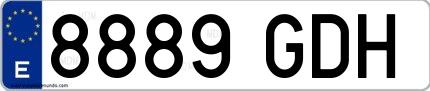 Ejemplo de matrícula española 8889 GDH