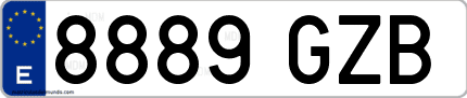 Ejemplo de matrícula de coche ordinaria 8889 GZB