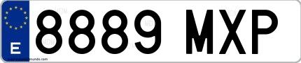 Ejemplo de matrícula española 8889 MXP