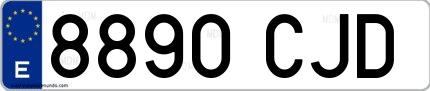 Ejemplo de matrícula española 8890 CJD
