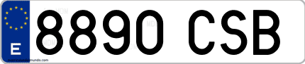 Ejemplo de matrícula de coche ordinaria 8890 CSB