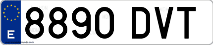 Ejemplo de matrícula de coche ordinaria 8890 DVT