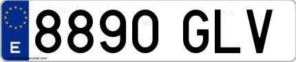 Ejemplo de matrícula española 8890 GLV