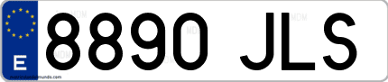 Ejemplo de matrícula de coche ordinaria 8890 JLS