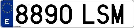 Ejemplo de matrícula española 8890 LSM
