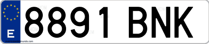 Ejemplo de matrícula de coche ordinaria 8891 BNK