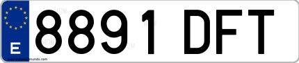 Ejemplo de matrícula española 8891 DFT