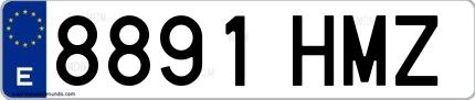 Ejemplo de matrícula española 8891 HMZ