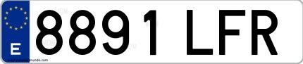 Ejemplo de matrícula española 8891 LFR