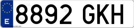 Ejemplo de matrícula española 8892 GKH