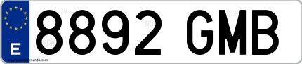 Ejemplo de matrícula española 8892 GMB