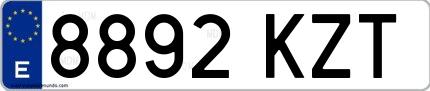 Ejemplo de matrícula española 8892 KZT
