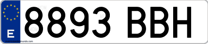Ejemplo de matrícula de coche ordinaria 8893 BBH