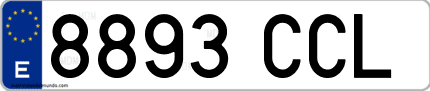 Ejemplo de matrícula de coche ordinaria 8893 CCL