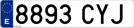 Ejemplo de matrícula de coche ordinaria 8893 CYJ