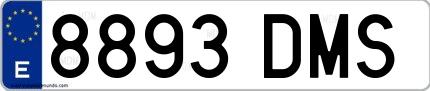 Ejemplo de matrícula española 8893 DMS