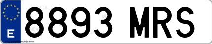 Ejemplo de matrícula española 8893 MRS