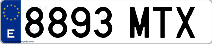 Ejemplo de matrícula de coche ordinaria 8893 MTX