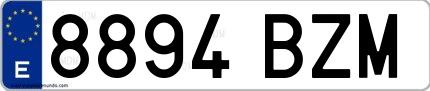 Ejemplo de matrícula española 8894 BZM