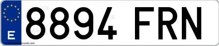 Ejemplo de matrícula española 8894 FRN