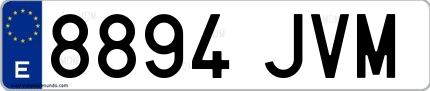 Ejemplo de matrícula española 8894 JVM