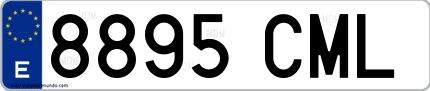 Ejemplo de matrícula española 8895 CML