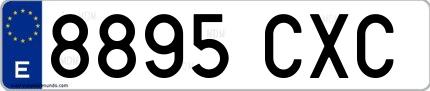 Ejemplo de matrícula española 8895 CXC