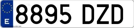 Ejemplo de matrícula española 8895 DZD