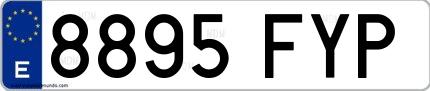 Ejemplo de matrícula española 8895 FYP