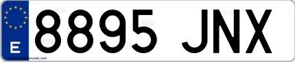 Ejemplo de matrícula española 8895 JNX