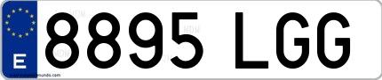 Ejemplo de matrícula española 8895 LGG