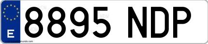 Ejemplo de matrícula española 8895 NDP