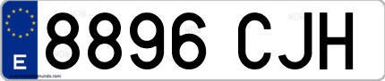 Ejemplo de matrícula de coche ordinaria 8896 CJH