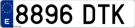 Ejemplo de matrícula de coche ordinaria 8896 DTK