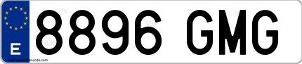 Ejemplo de matrícula española 8896 GMG