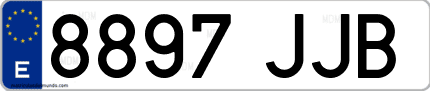 Ejemplo de matrícula de coche ordinaria 8897 JJB
