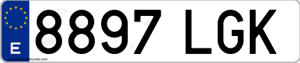 Ejemplo de matrícula de coche ordinaria 8897 LGK
