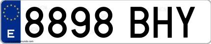 Ejemplo de matrícula española 8898 BHY