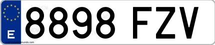 Ejemplo de matrícula española 8898 FZV