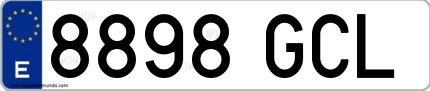 Ejemplo de matrícula española 8898 GCL