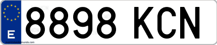 Ejemplo de matrícula de coche ordinaria 8898 KCN