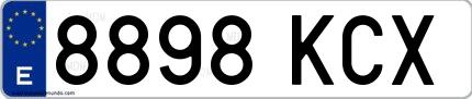 Ejemplo de matrícula española 8898 KCX