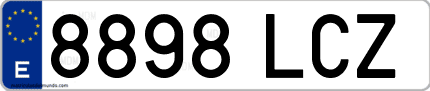 Ejemplo de matrícula de coche ordinaria 8898 LCZ