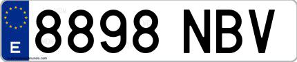 Ejemplo de matrícula española 8898 NBV