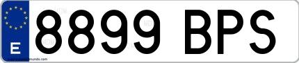 Ejemplo de matrícula española 8899 BPS